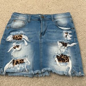 Cheetah denim skirt